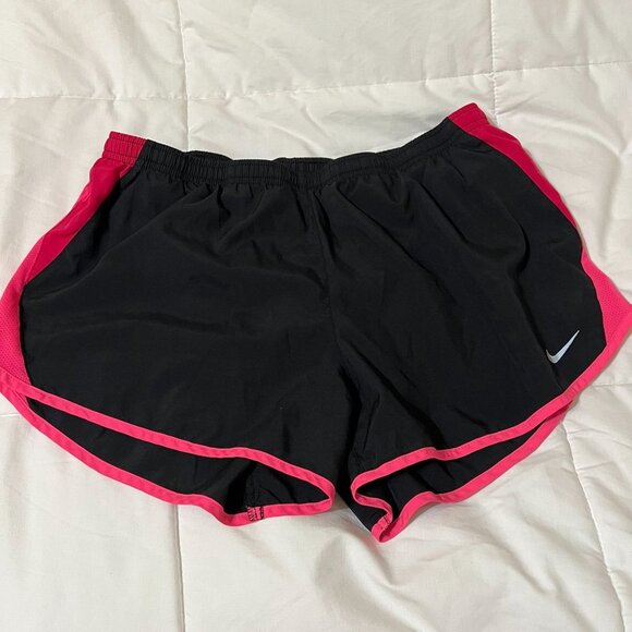 Nike Dri-fit womens black/pink sports athletic running shorts lined size L - Picture 2 of 8